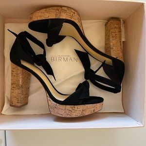 NEW Alexandre Birman Platform Heel Sandal Black Suede & Cork 37